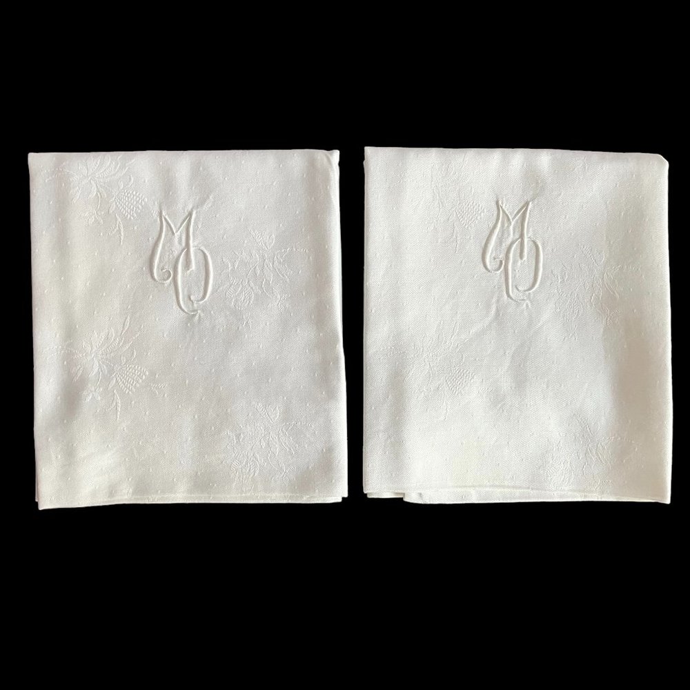 2 Floral Weave Cotton Handmade European Monogrammed Small Pillow Shams